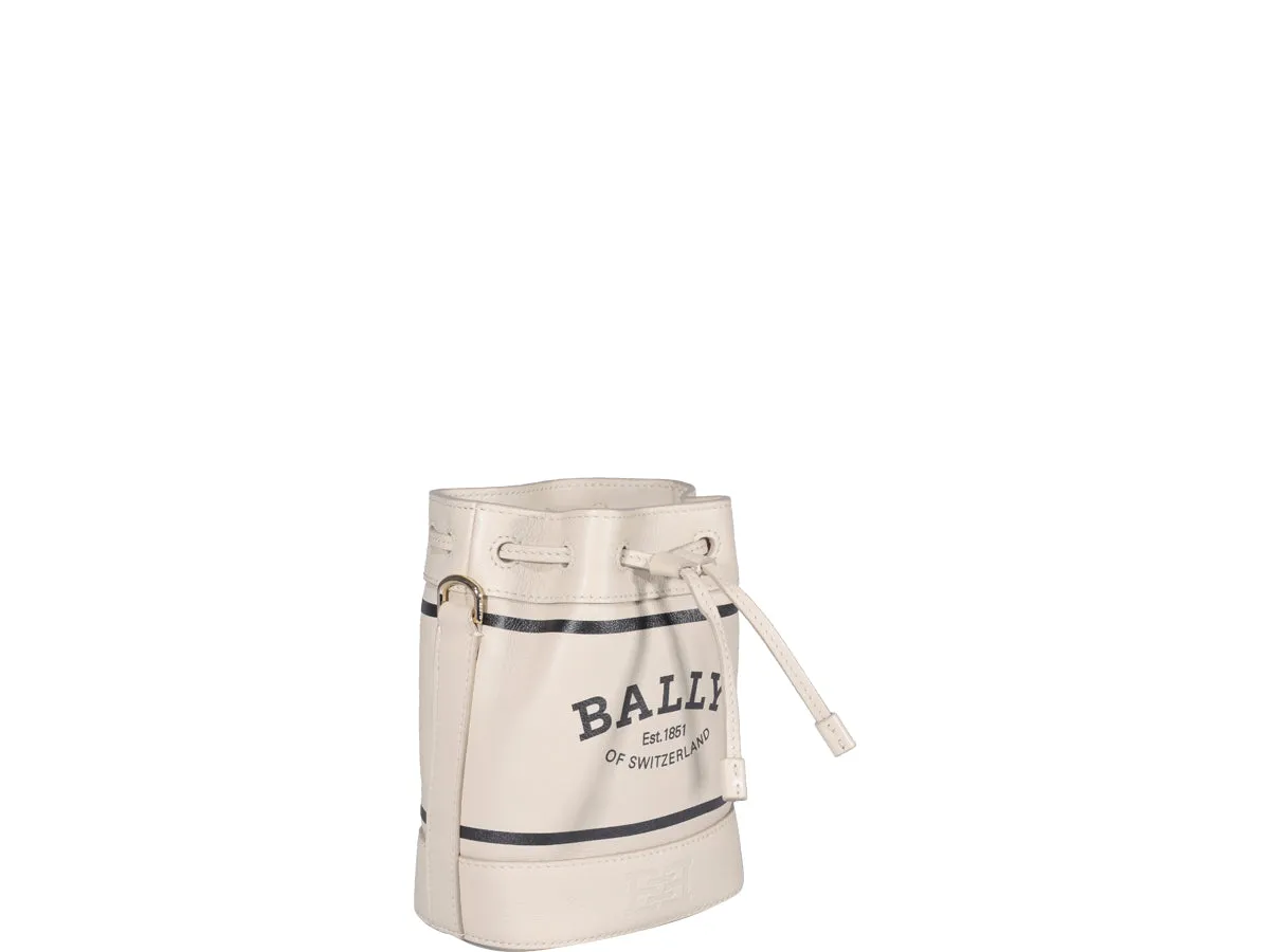 Bally Logo Printed Drawstring Bucket Bag