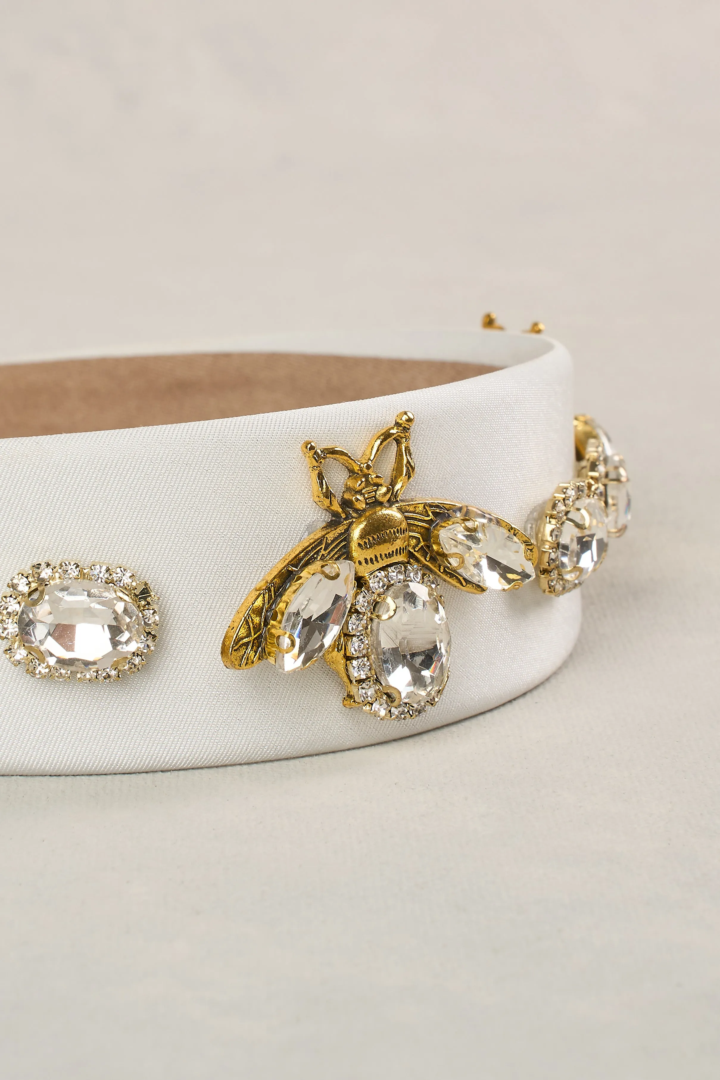 Bee Jewelled Headband - White