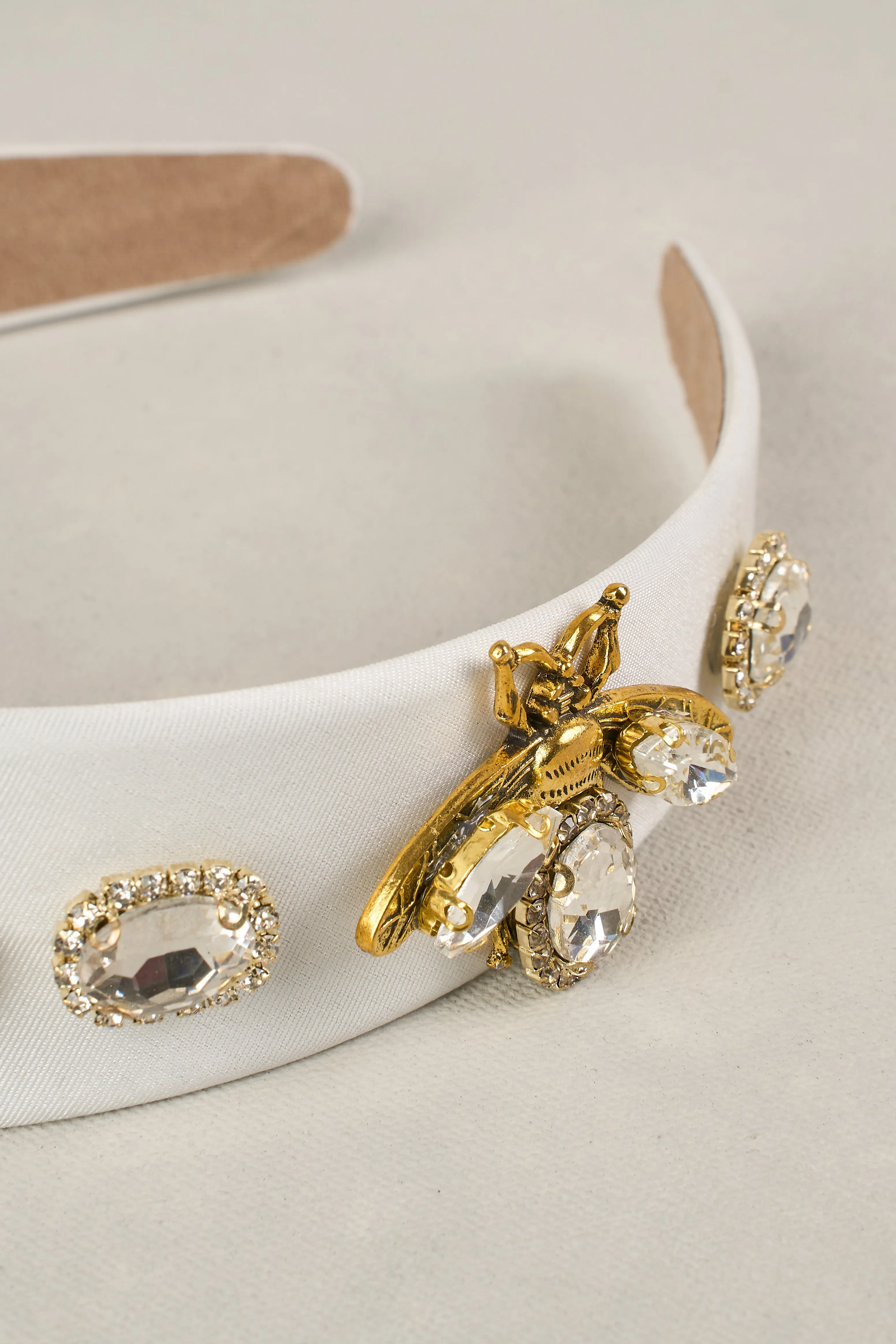 Bee Jewelled Headband - White