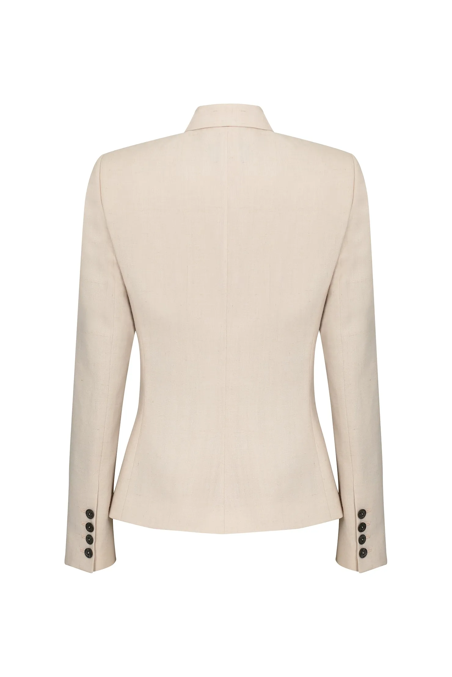 Blazer Jacket in Biscuit Linen Mix - Inez