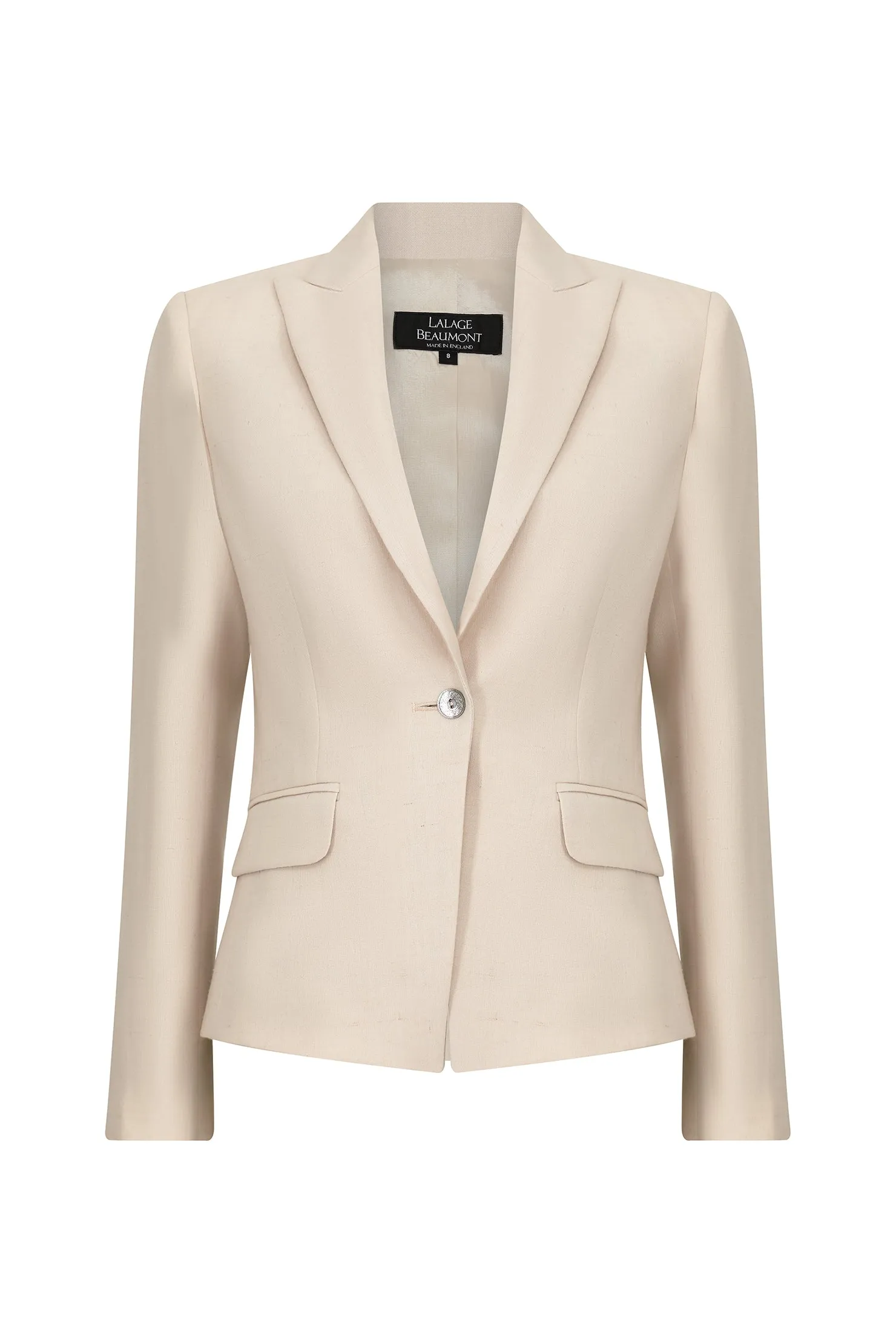 Blazer Jacket in Biscuit Linen Mix - Inez