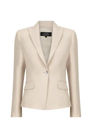 Blazer Jacket in Biscuit Linen Mix - Inez