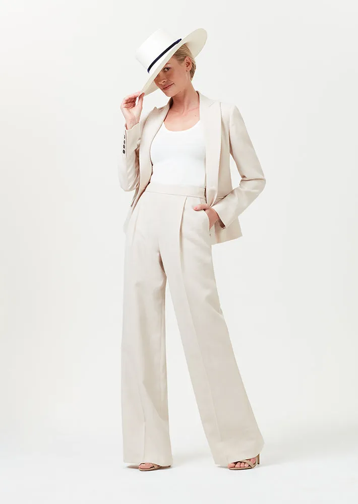 Blazer Jacket in Biscuit Linen Mix - Inez