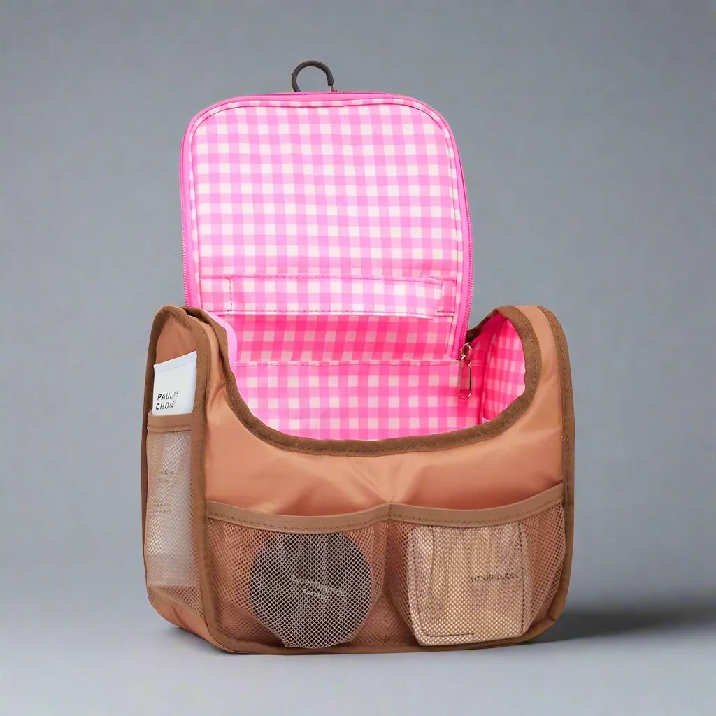 Bon Voyage Travel Toiletry Bag -- Pink and Red Stripe
