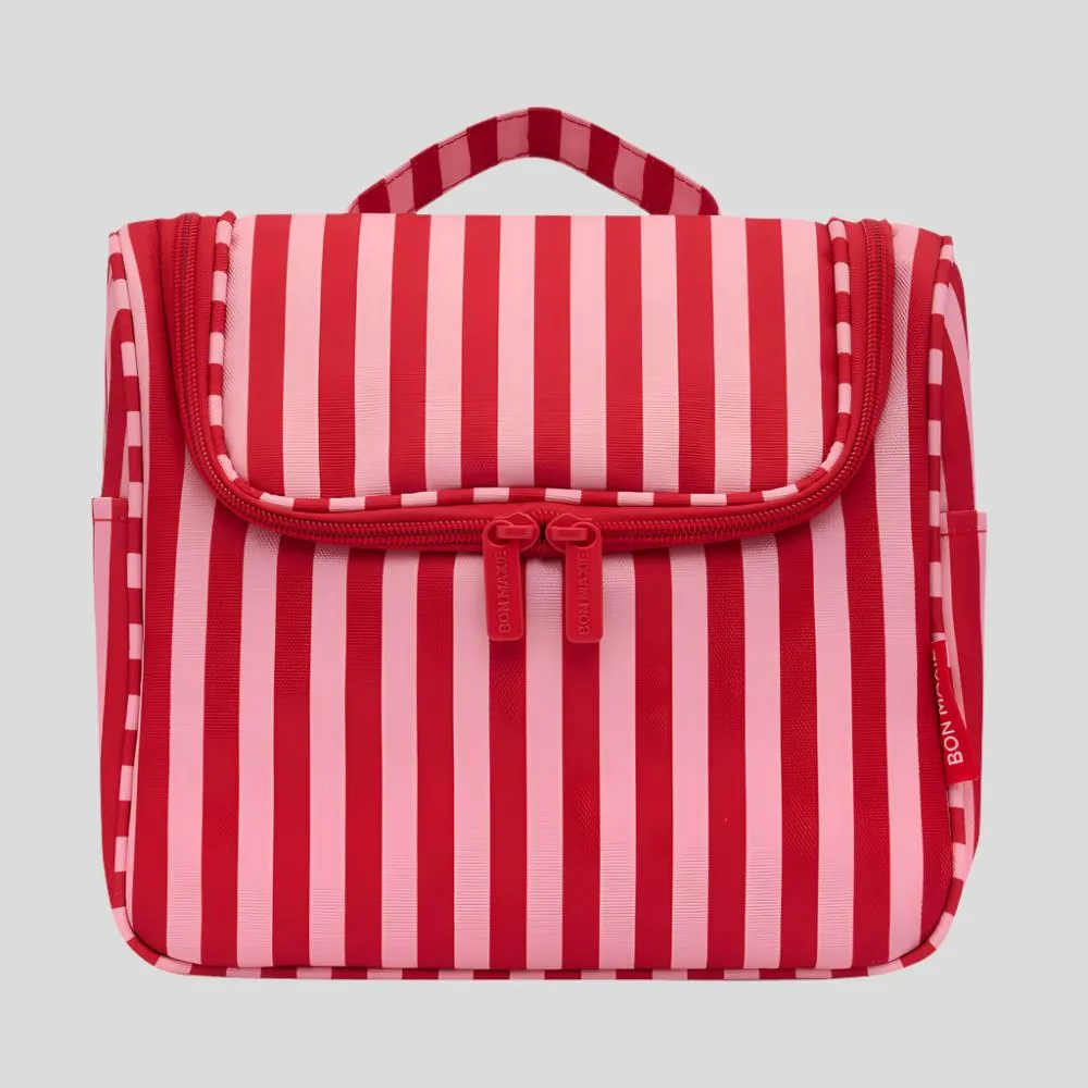 Bon Voyage Travel Toiletry Bag -- Pink and Red Stripe