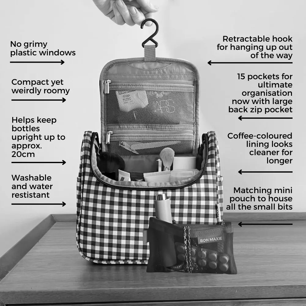 Bon Voyage Travel Toiletry Bag -- Pink and Red Stripe