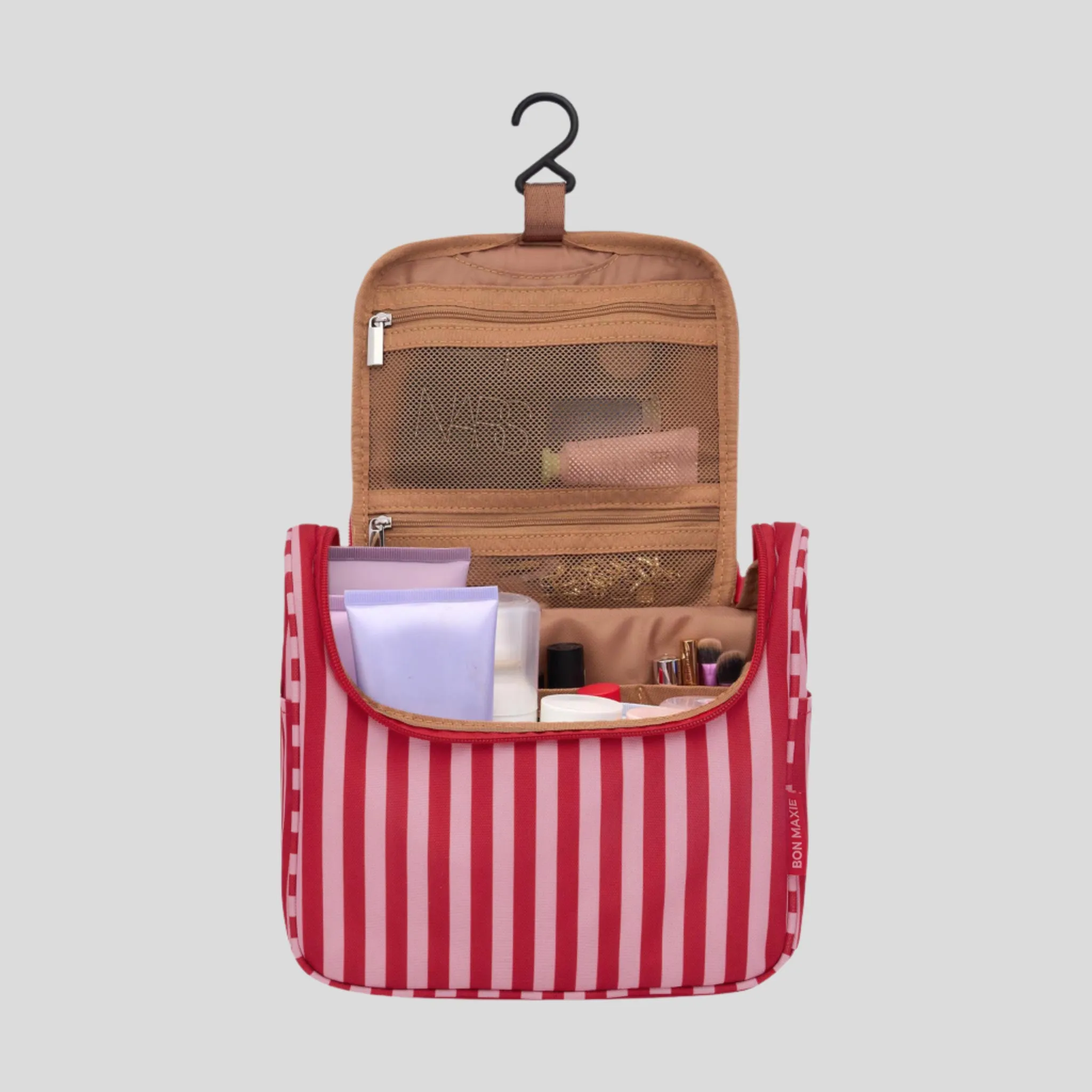 Bon Voyage Travel Toiletry Bag -- Pink and Red Stripe