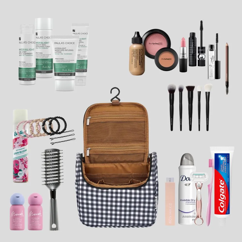 Bon Voyage Travel Toiletry Bag -- Pink and Red Stripe