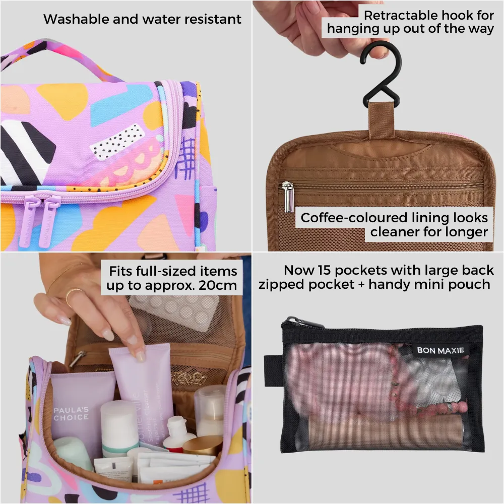 Bon Voyage Travel Toiletry Bag -- Pink and Red Stripe