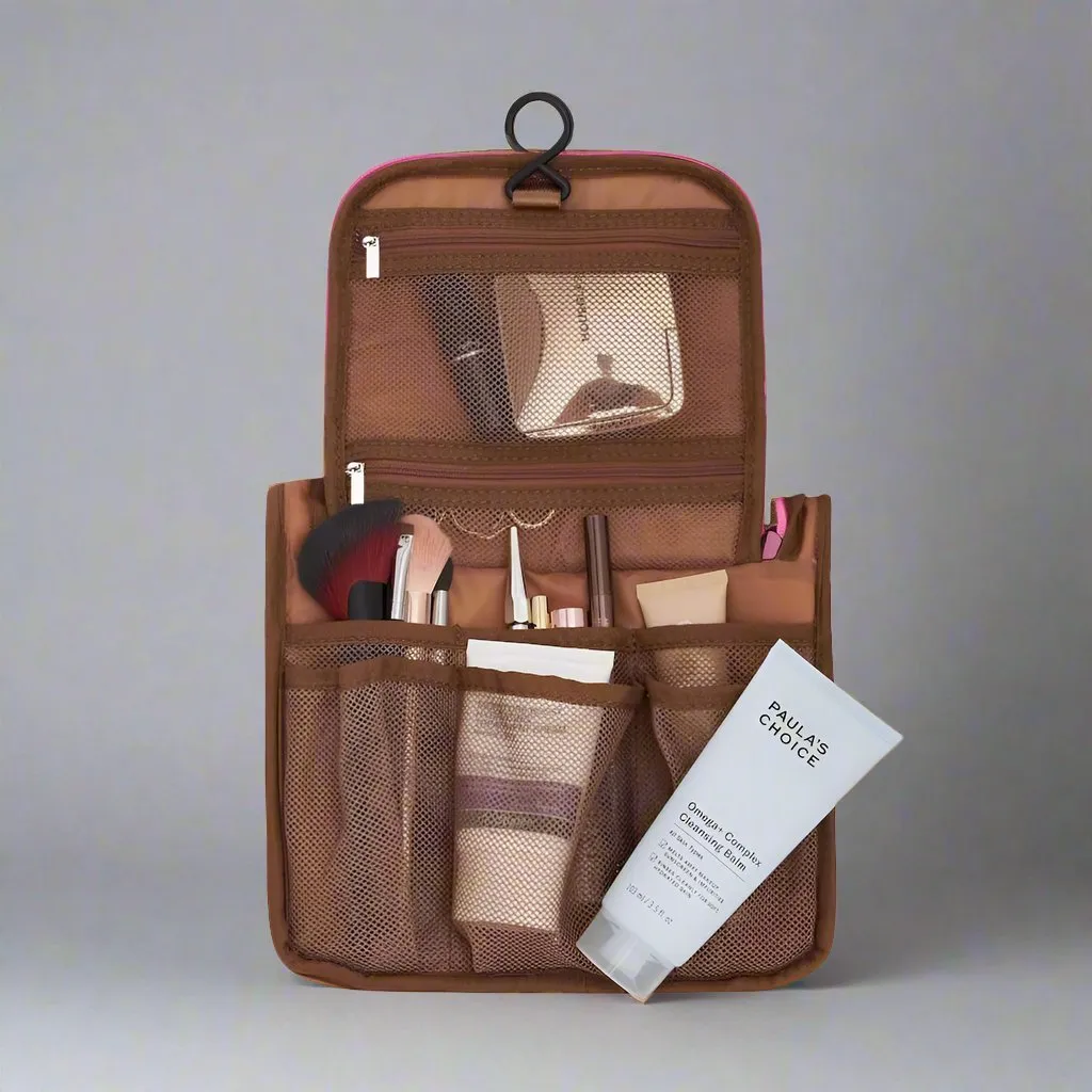 Bon Voyage Travel Toiletry Bag -- Pink and Red Stripe