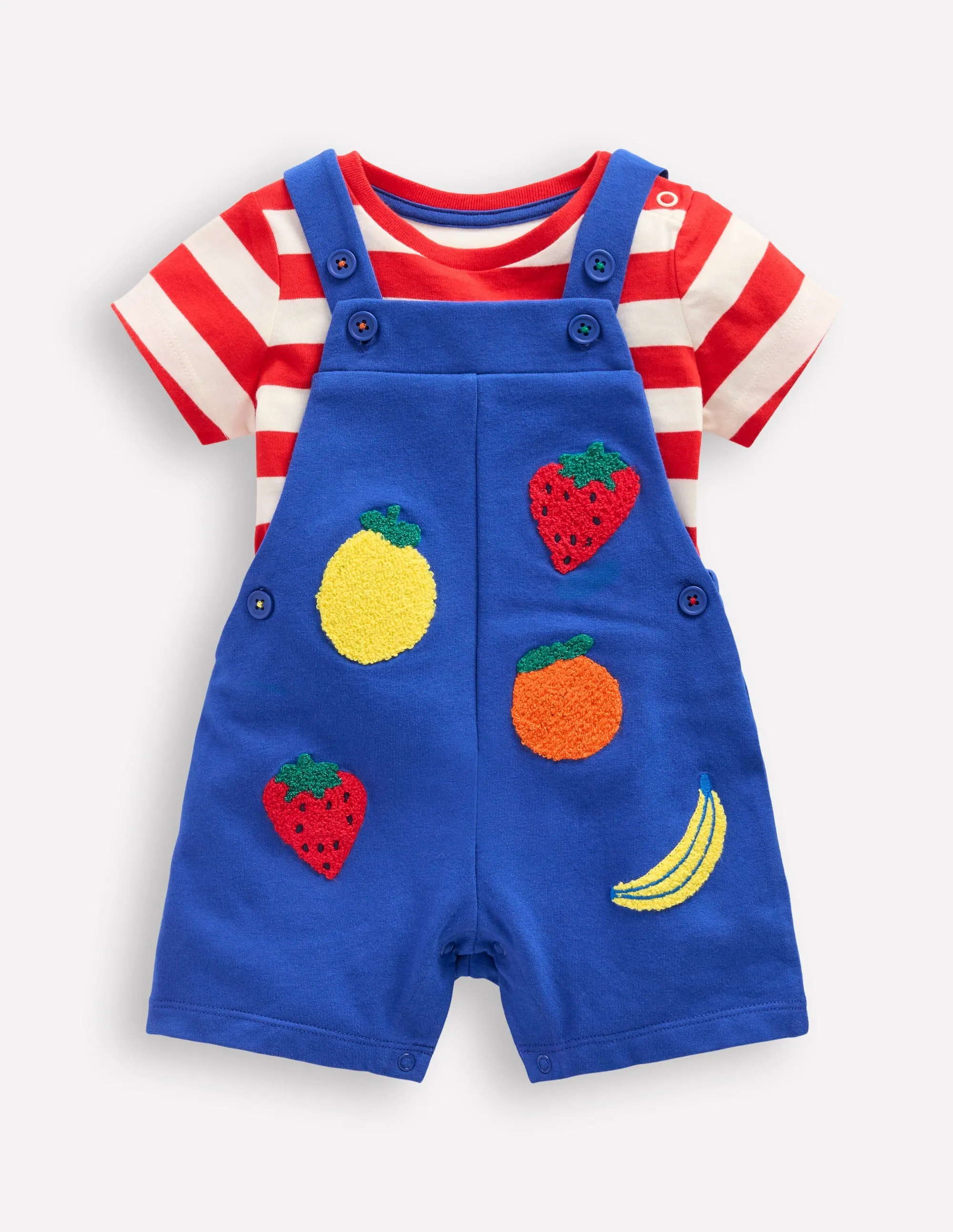 Boucle Jersey Dungaree Set-Navy Fruit