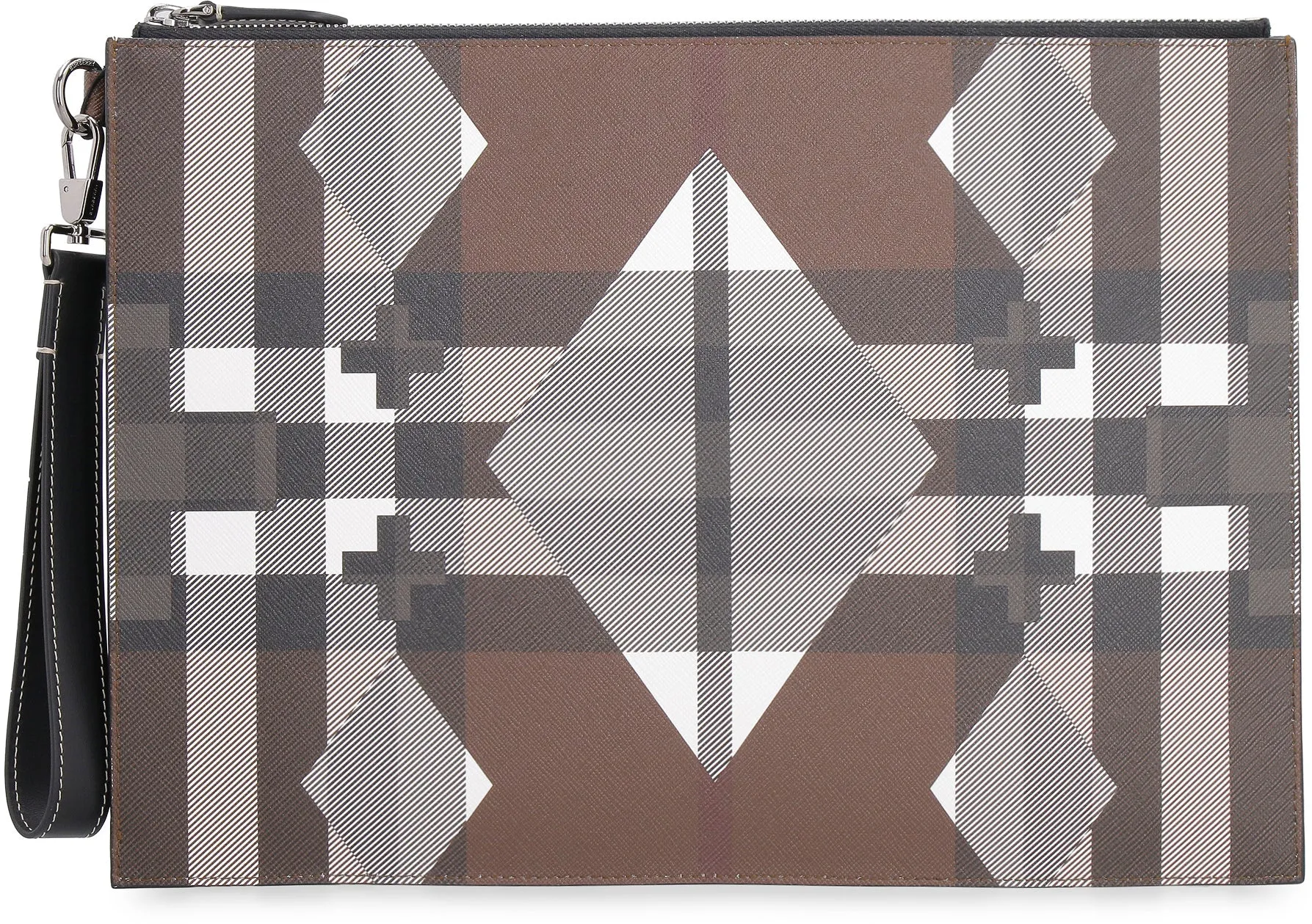 Burberry Large Geometric Check Zipped Pouch