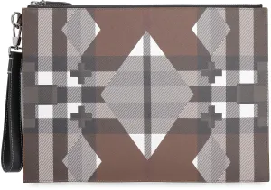 Burberry Large Geometric Check Zipped Pouch