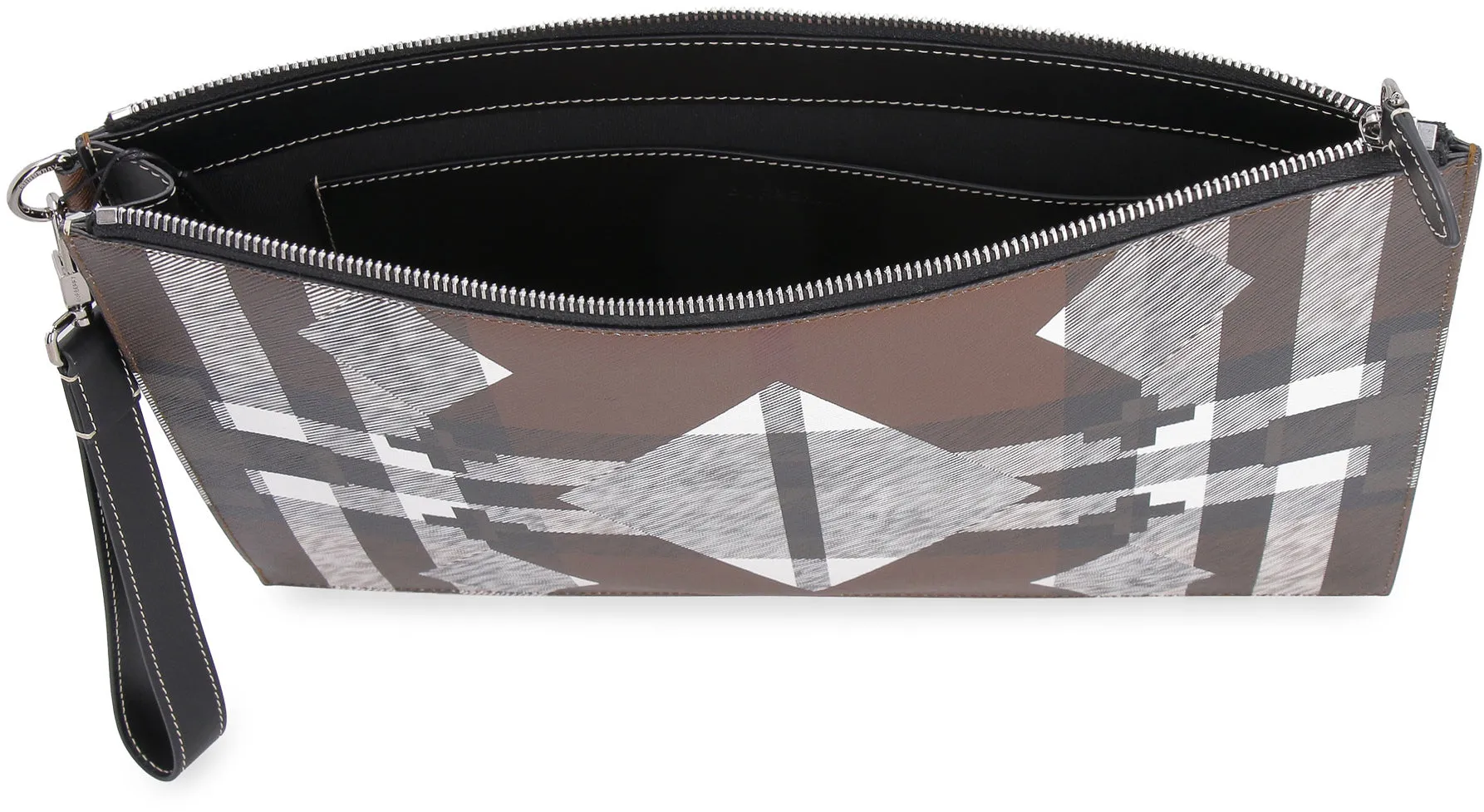 Burberry Large Geometric Check Zipped Pouch