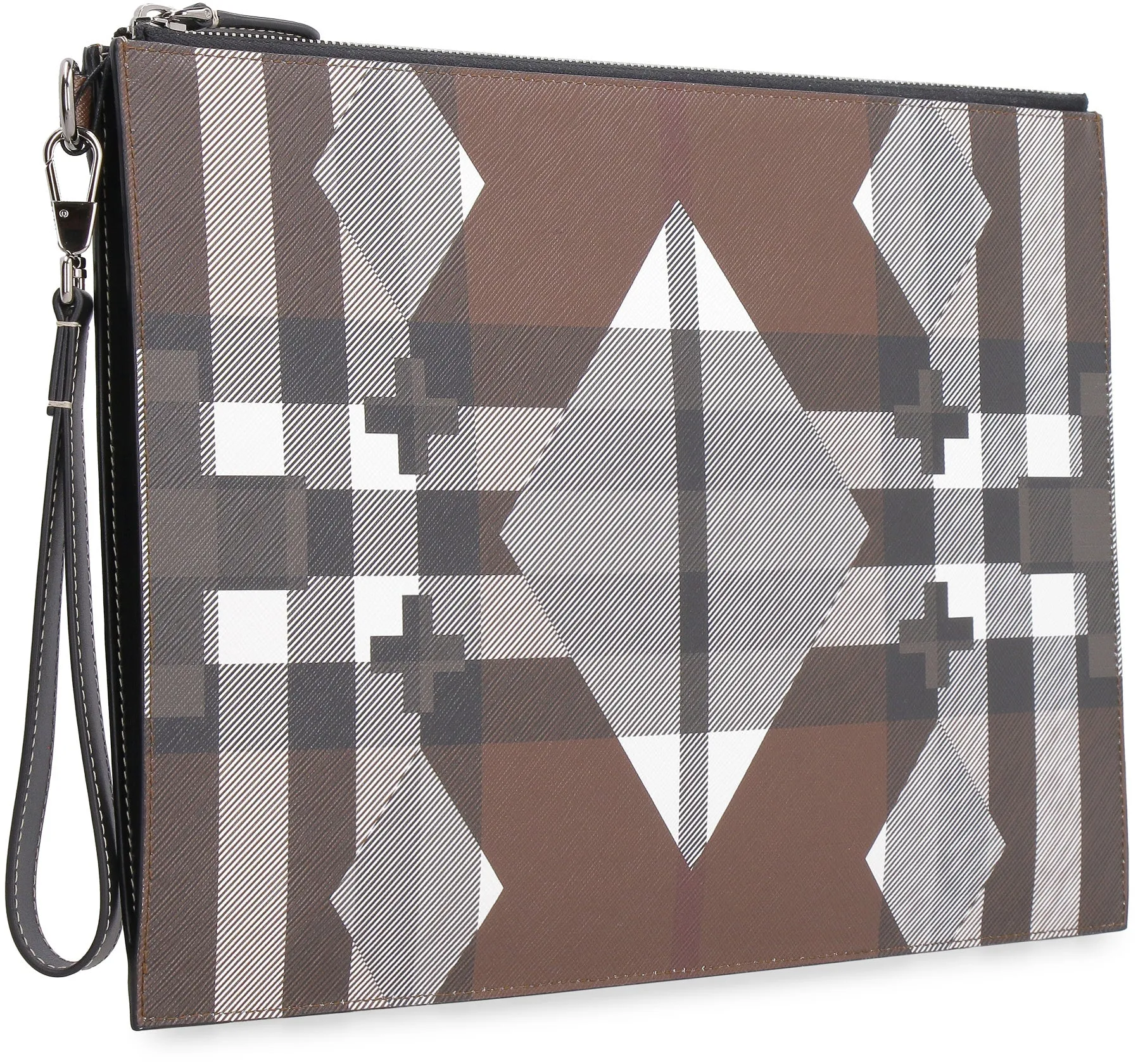 Burberry Large Geometric Check Zipped Pouch