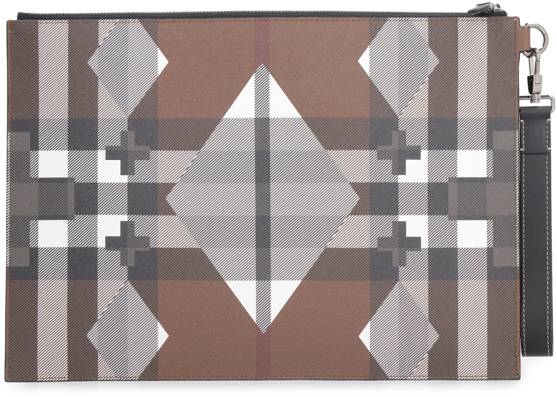 Burberry Large Geometric Check Zipped Pouch