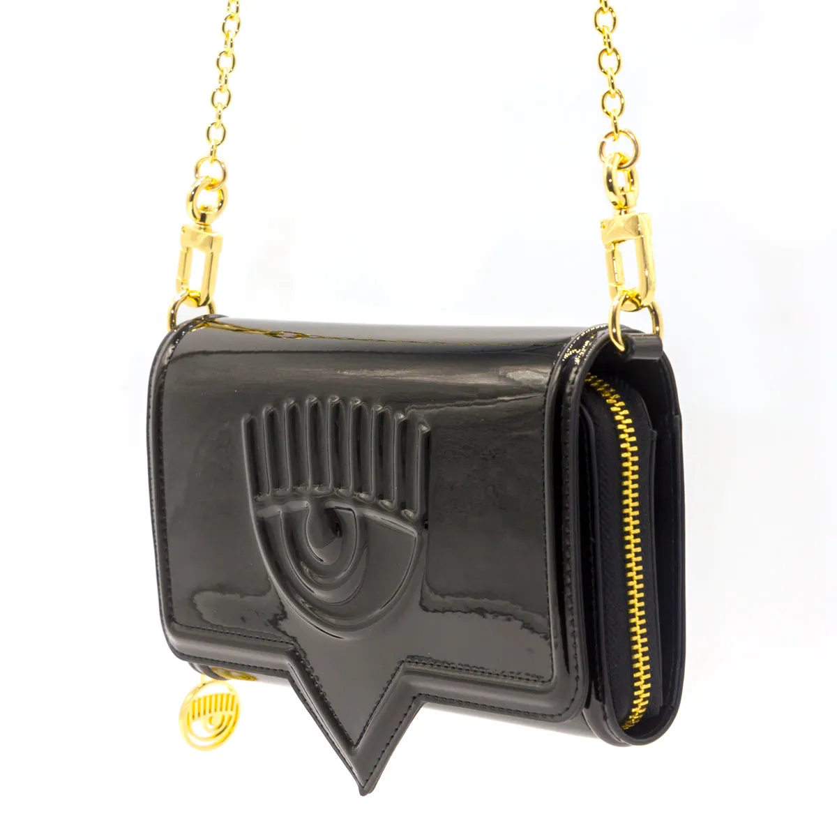 Chiara Ferragni Eyelike Embossed Chain-Link Clutch Bag