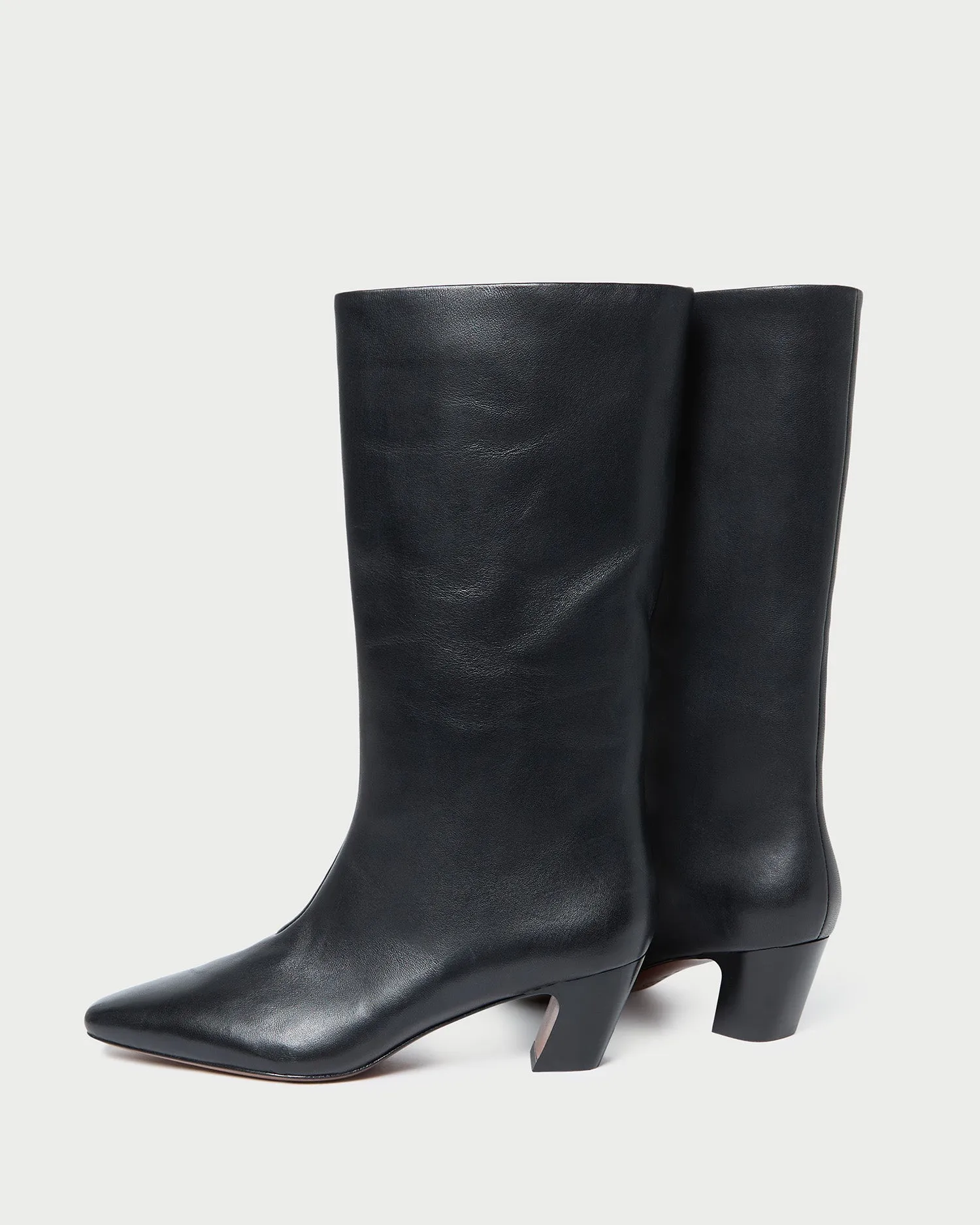 Cleo Black Leather Mid-Calf Boot