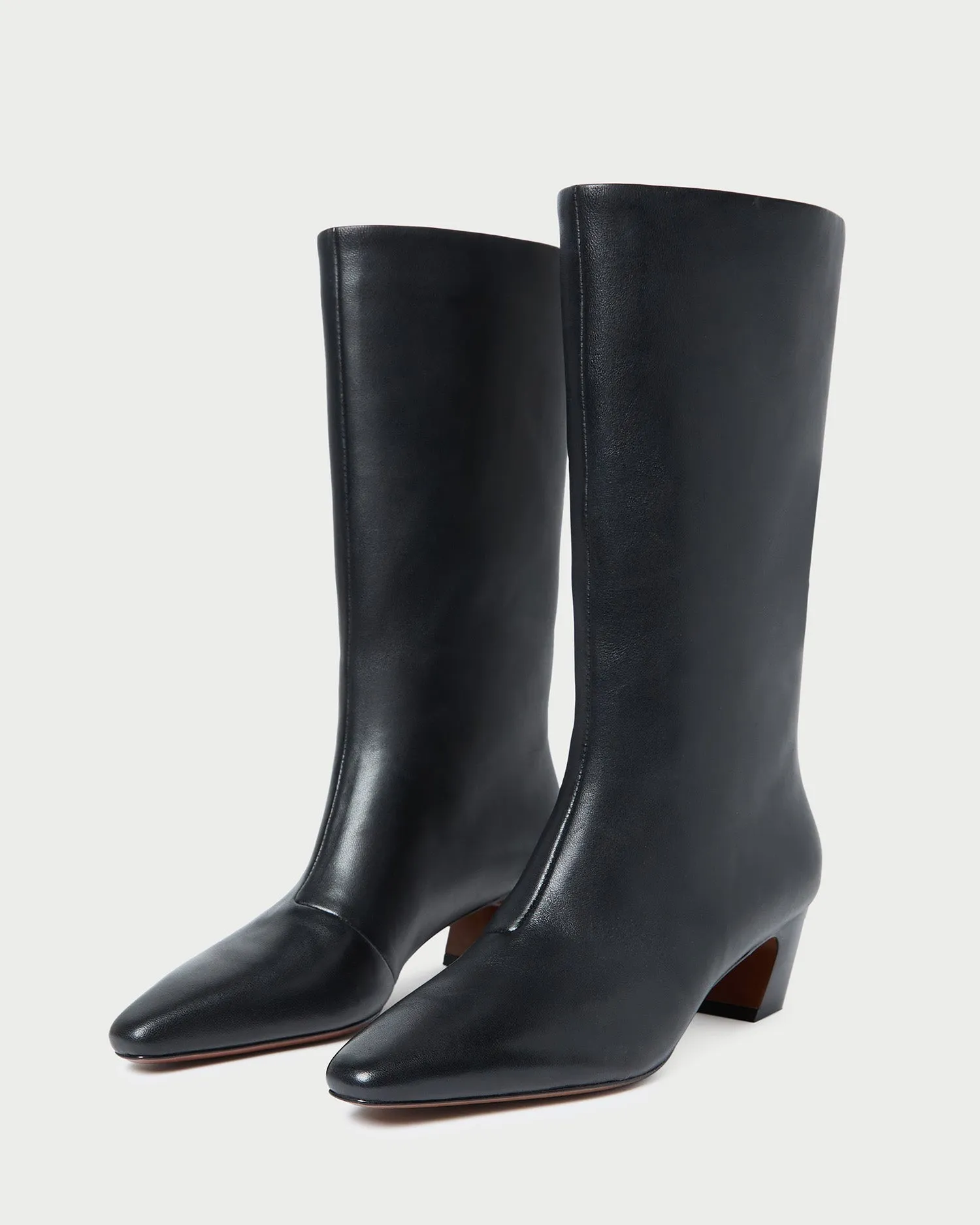 Cleo Black Leather Mid-Calf Boot