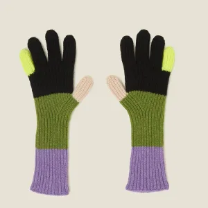 Colour Block Gloves - Neon Yellow