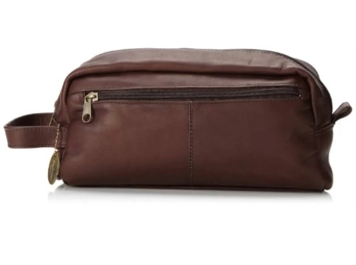 David King & Co. 418 Leather Small Double Toiletry/Shave Bag- $50