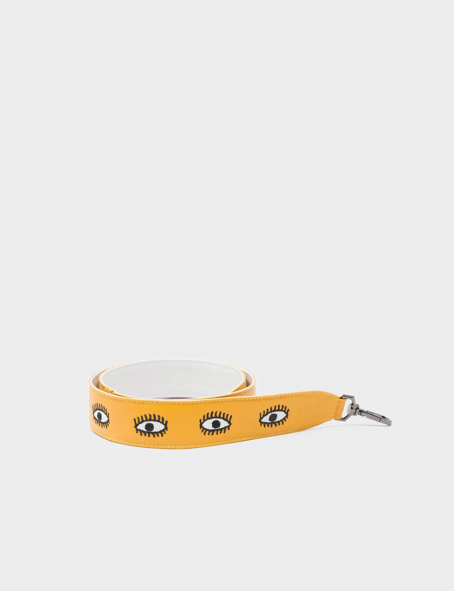 Detachable Golden Glow Leather Shoulder Strap - All Over Eyes Embroidery