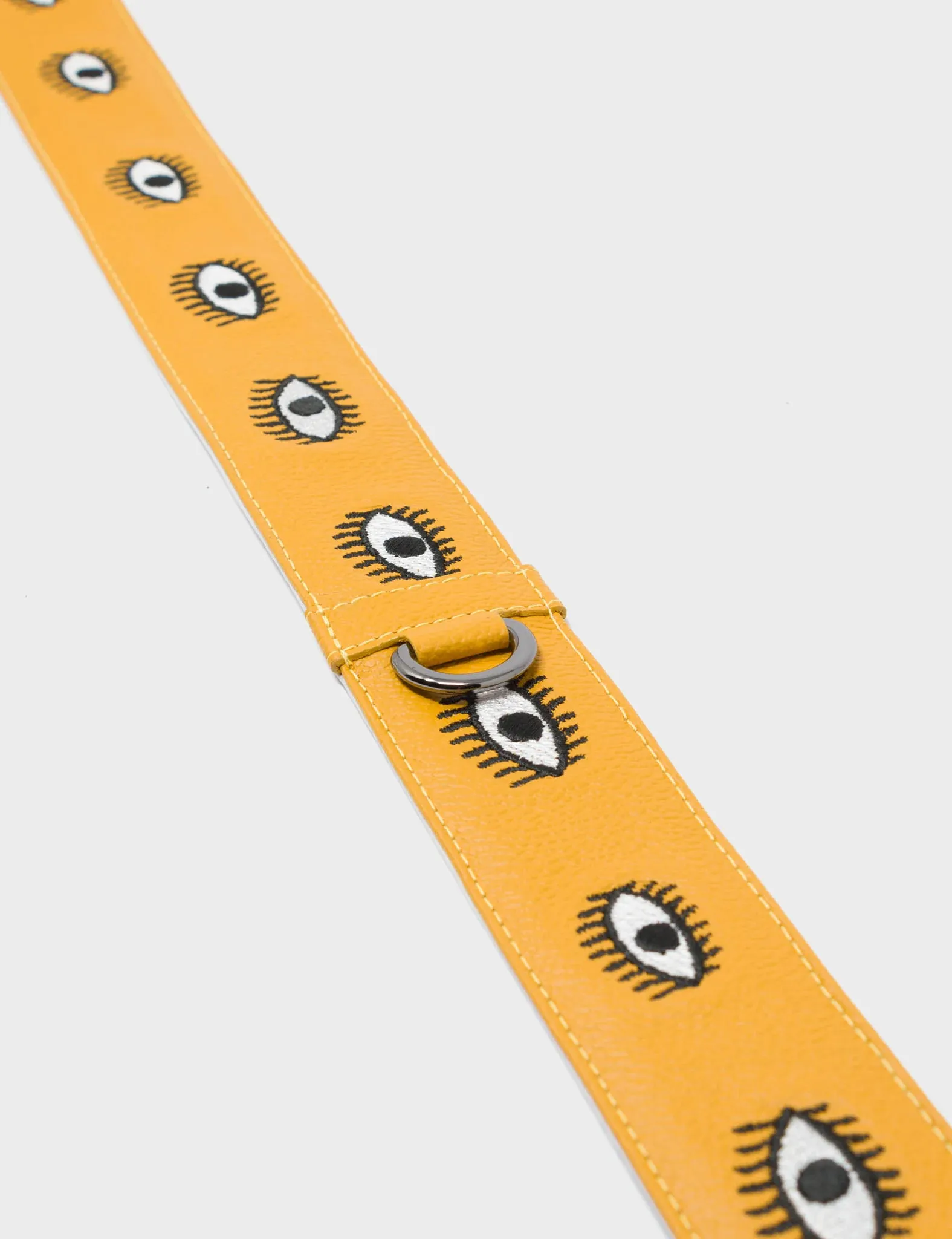 Detachable Golden Glow Leather Shoulder Strap - All Over Eyes Embroidery