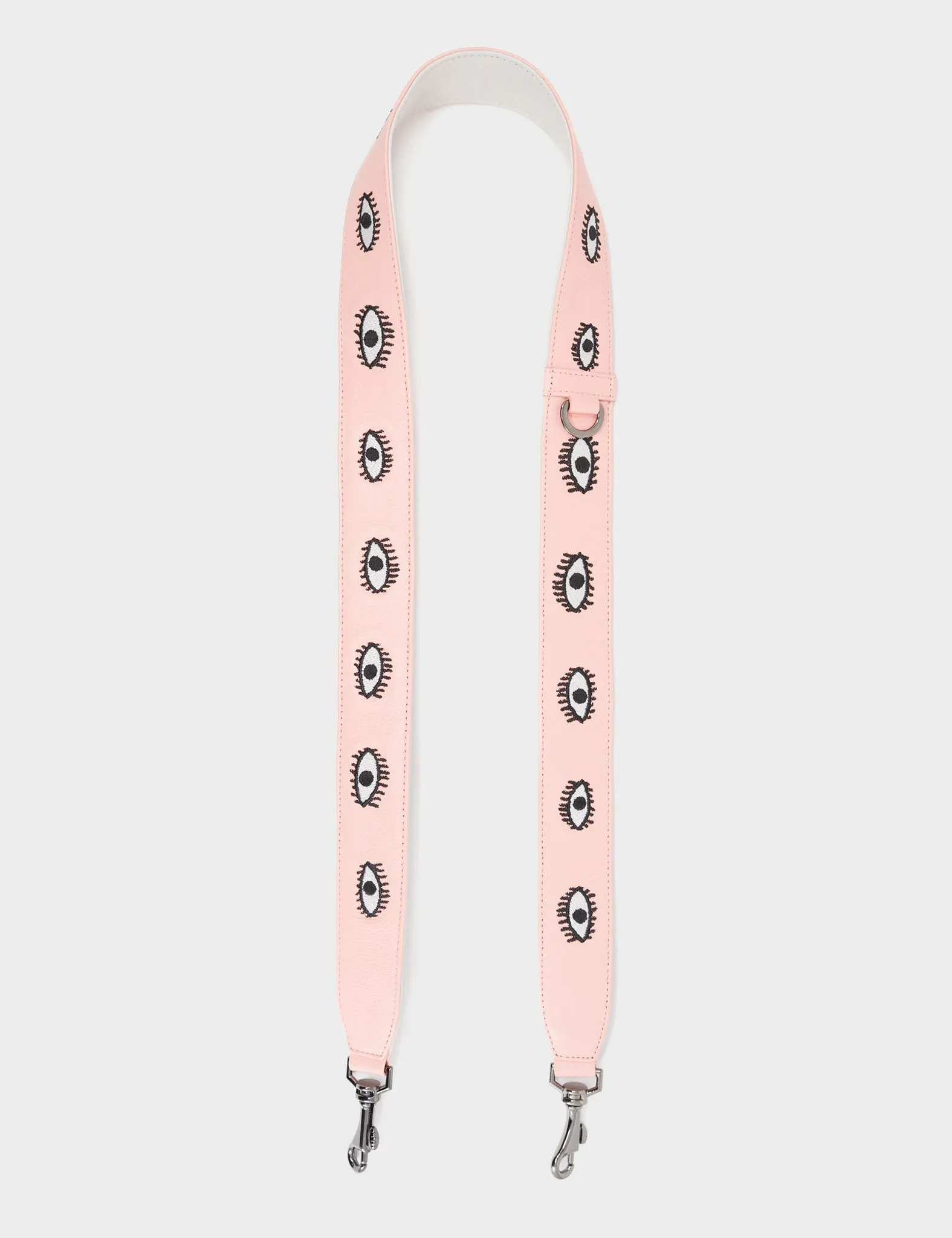 Detachable Rosa Quartz Leather Shoulder Strap - All Over Eyes Embroidery