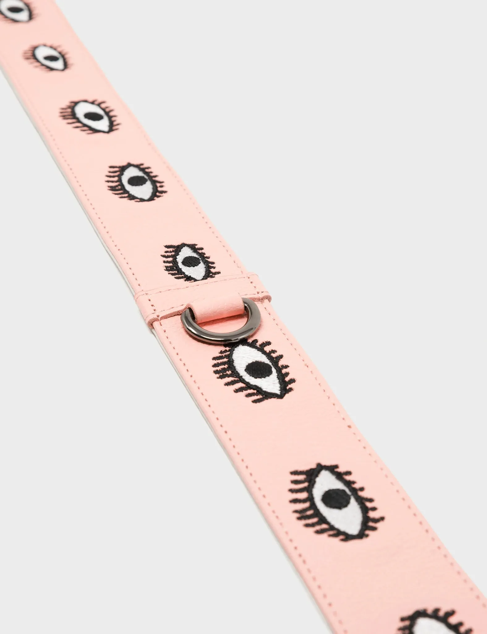 Detachable Rosa Quartz Leather Shoulder Strap - All Over Eyes Embroidery