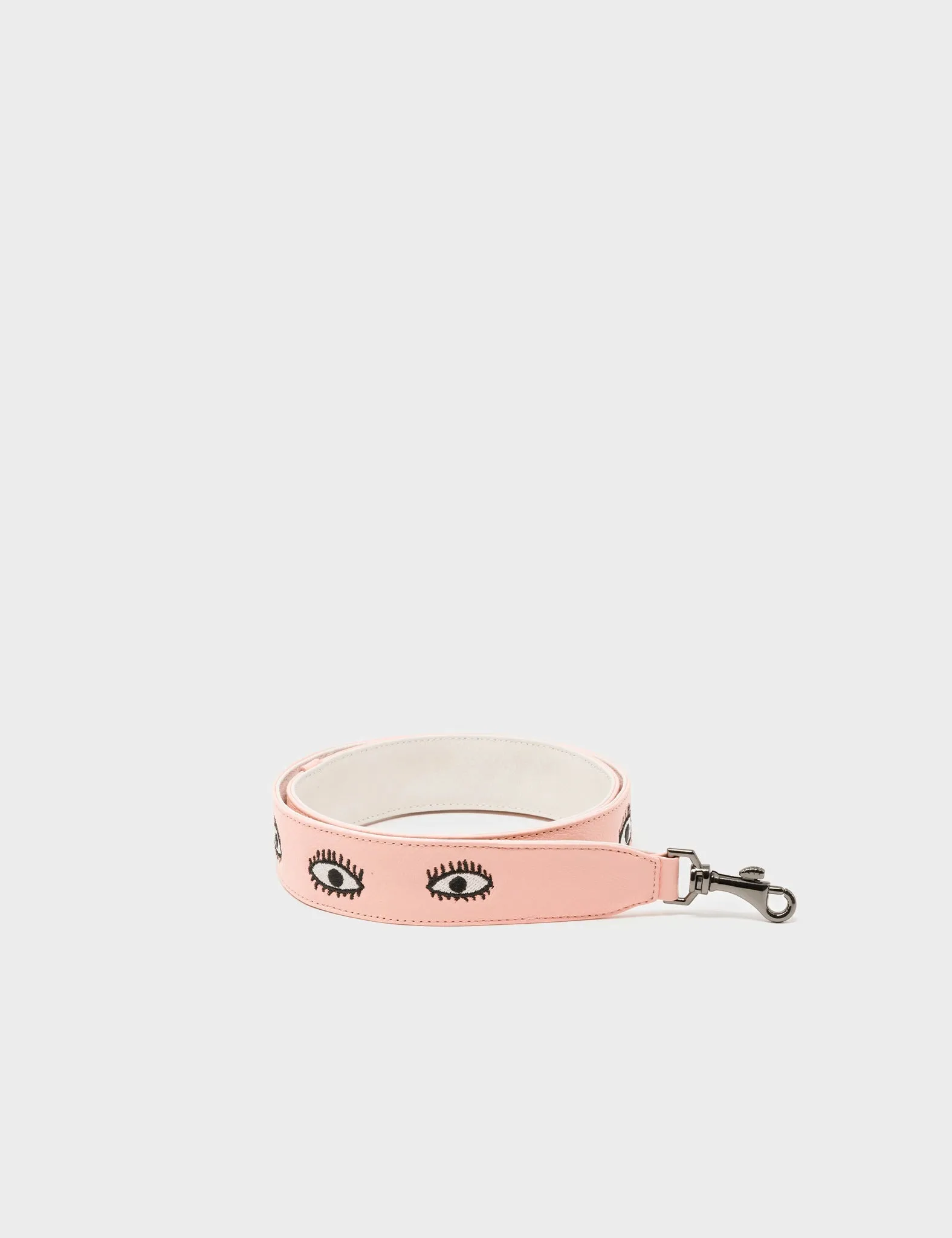 Detachable Rosa Quartz Leather Shoulder Strap - All Over Eyes Embroidery