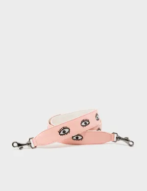 Detachable Rosa Quartz Leather Shoulder Strap - All Over Eyes Embroidery