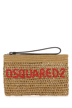 Dsquared2 Logo-Embroidered Zipped Clutch Bag