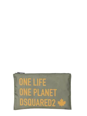 Dsquared2 Slogan Print Zipped Clutch Bag