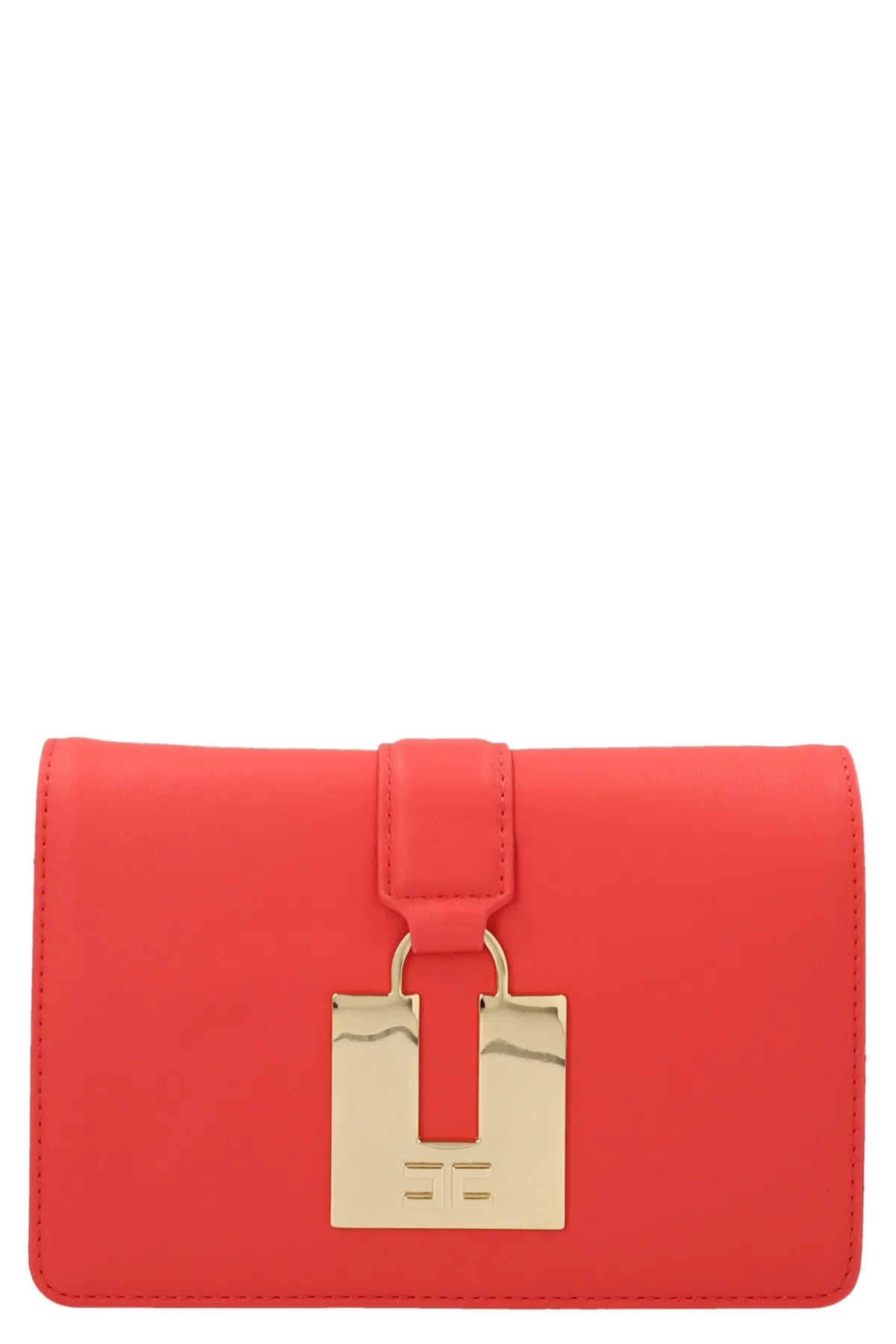 Elisabetta Franchi Logo Plaque Chain-Detailed Shoulder Bag