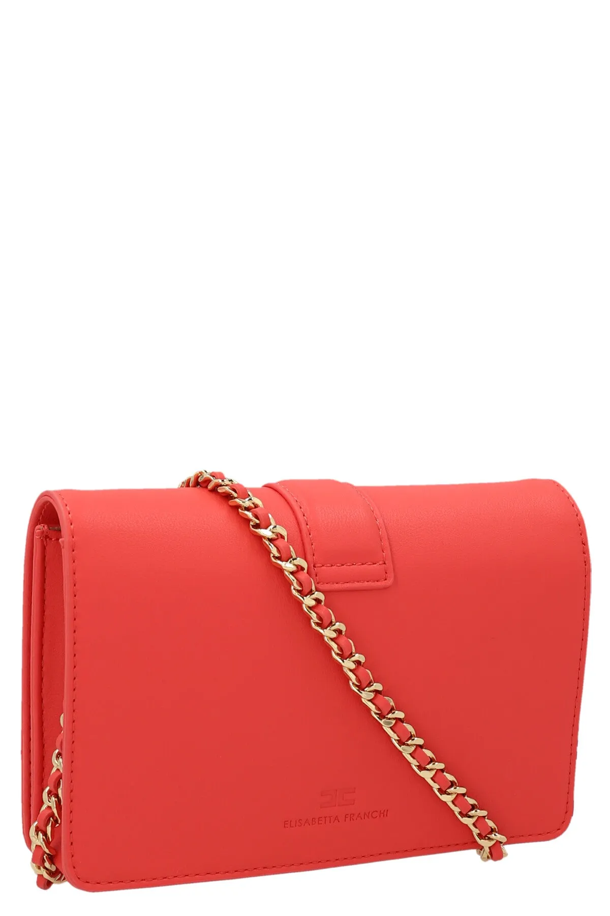 Elisabetta Franchi Logo Plaque Chain-Detailed Shoulder Bag
