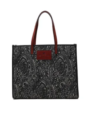 Etro Logo Patch Paisley Print Tote Bag
