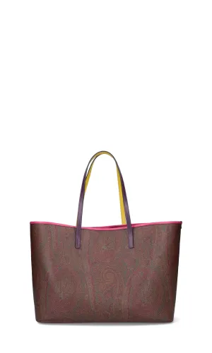 Etro Paisley Printed Contrast Seam Tote Bag