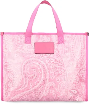 Etro Paisley Printed Logo Patch Tote Bag