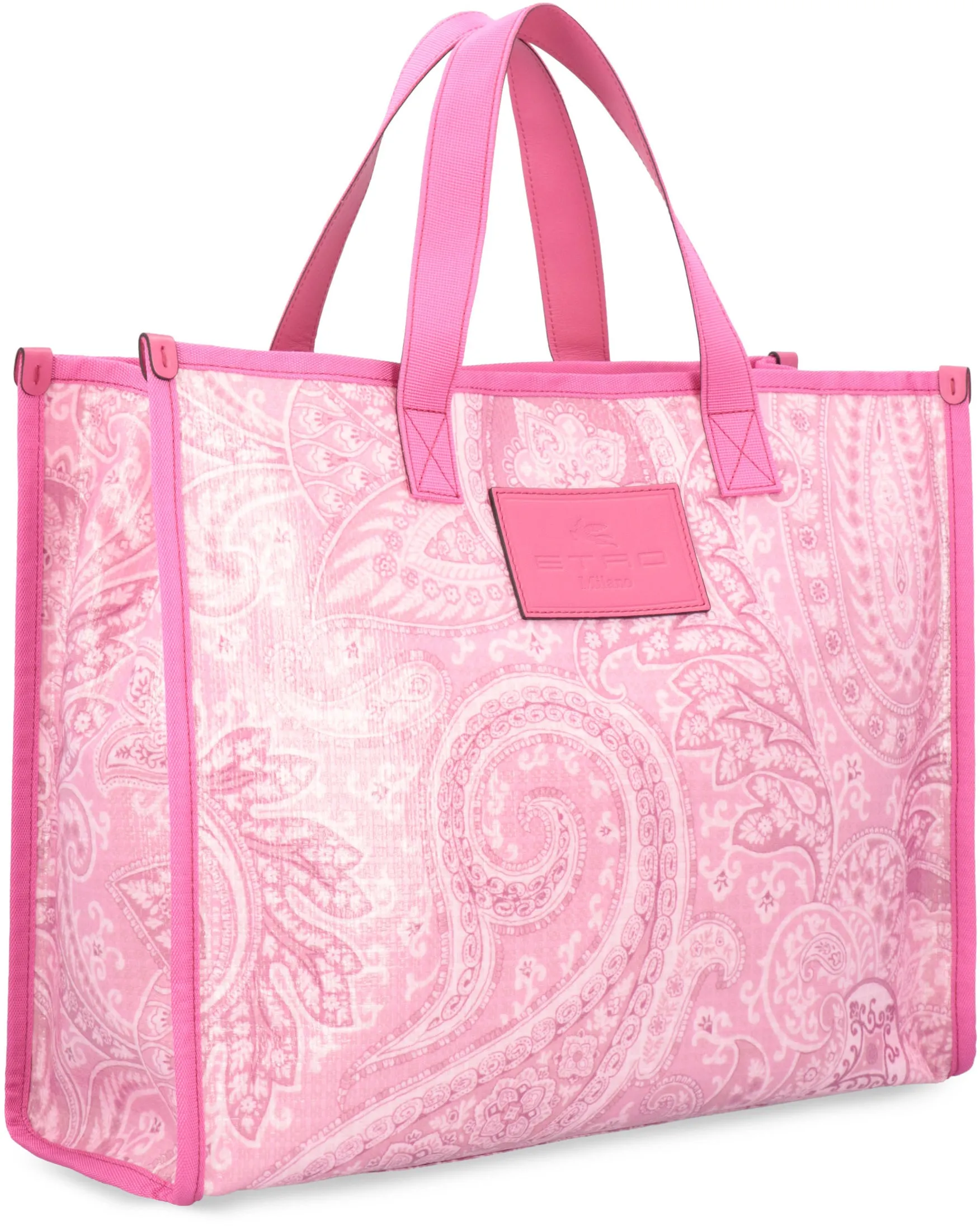 Etro Paisley Printed Logo Patch Tote Bag