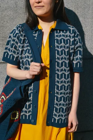 Far Afield Navy Iris Zigger Cardigan