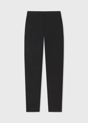 Flat Front Cigarette Trouser in Virgin Wool - Black