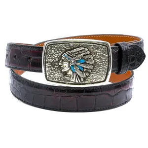 Gloria Stewart Indian Chief w/ Turquoise One Piece Buckle 1.25
