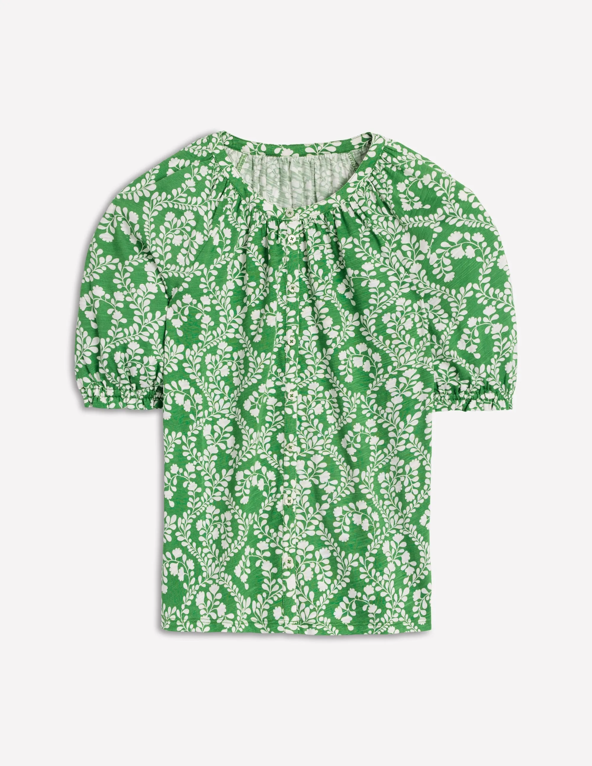 Isla Jersey Shirt-Iguana Green. Vine Sillouette