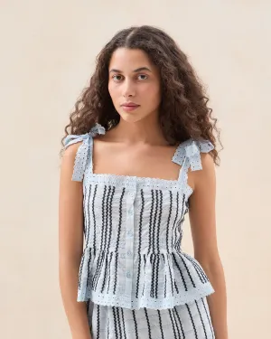 Karina Light Blue/Black Top