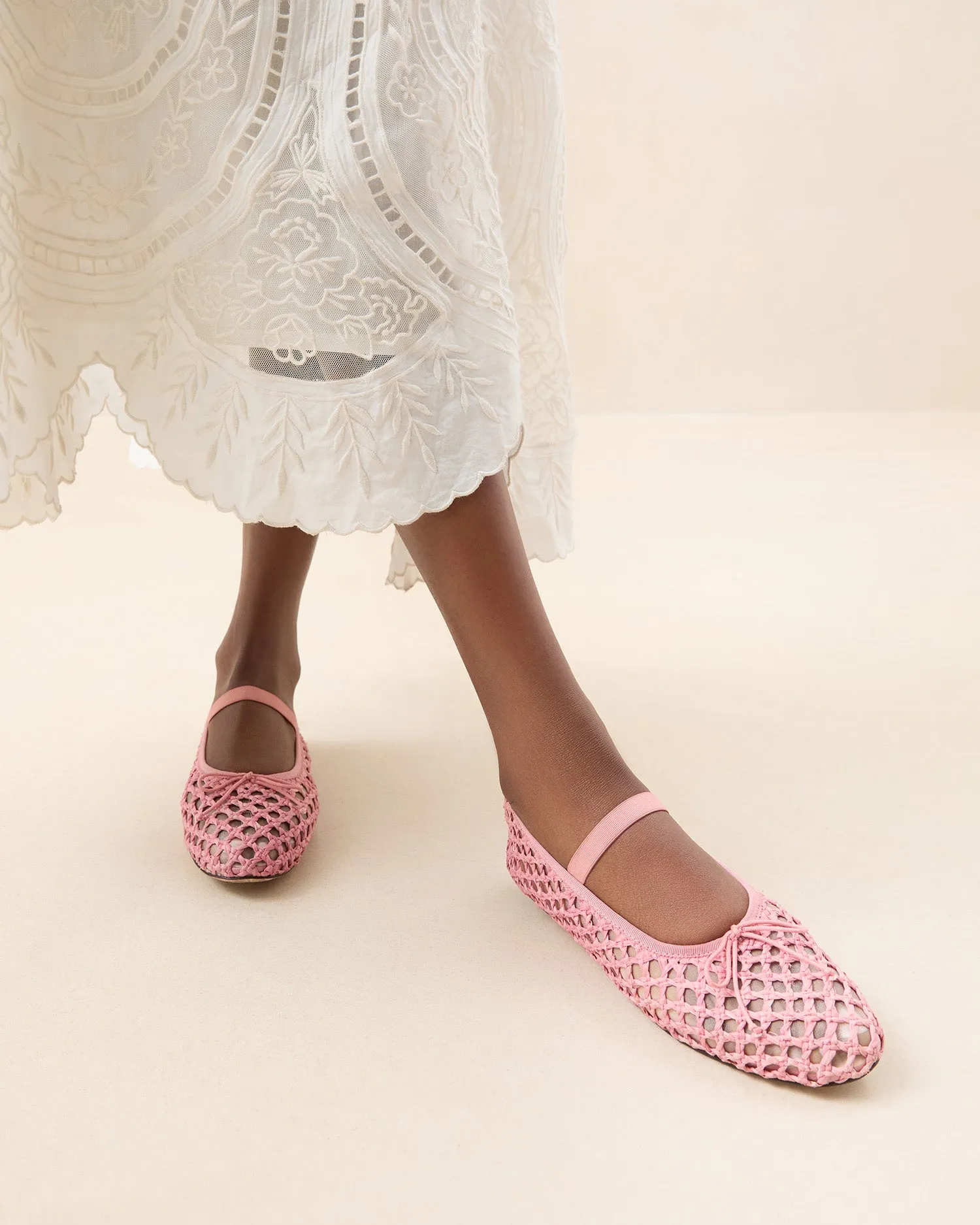 Leonie Pink Crochet Ballet Flat
