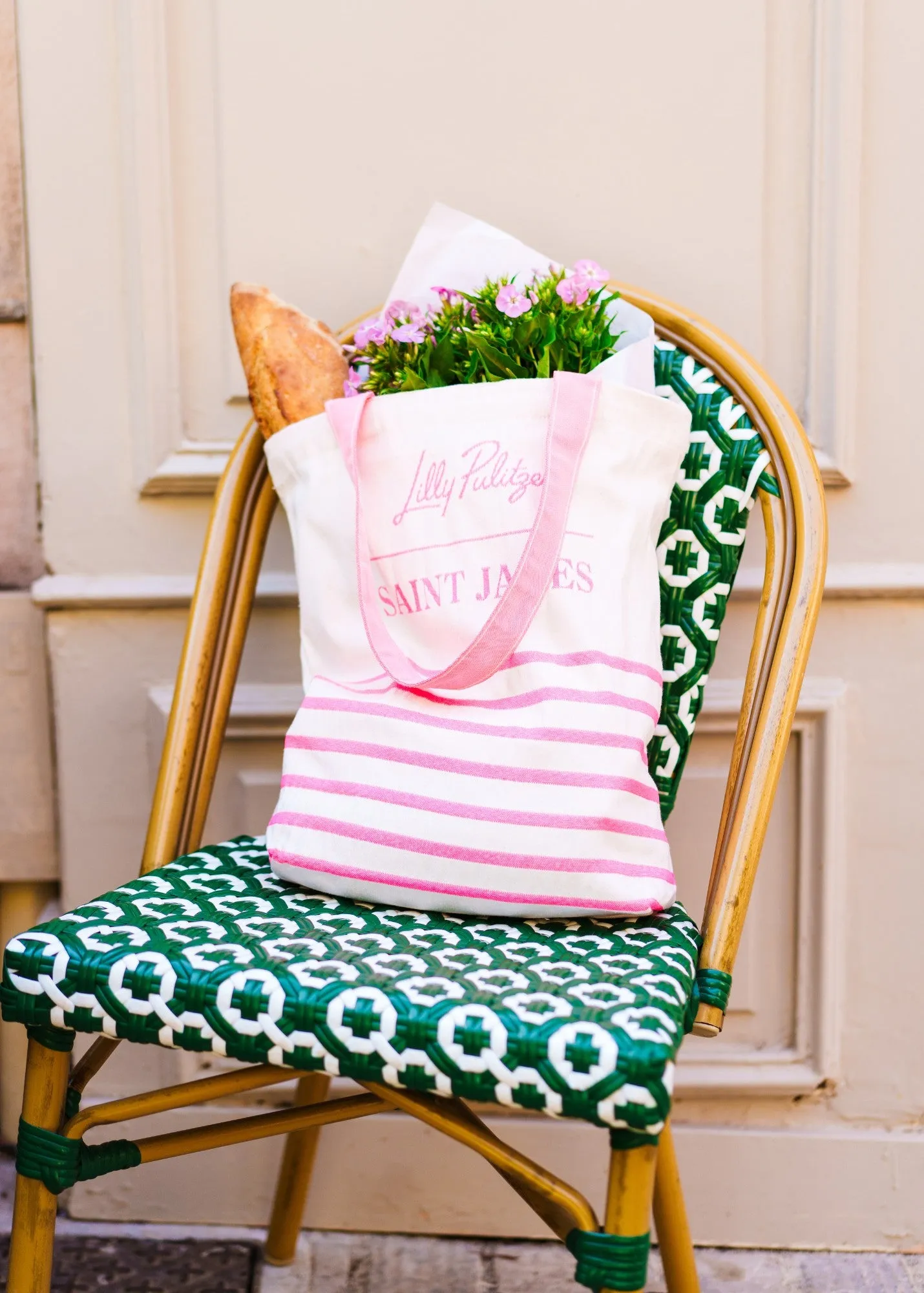 Lilly Pulitzer x STRIPED TOTE BAG | Recycled Cotton (ECRU / PINK)
