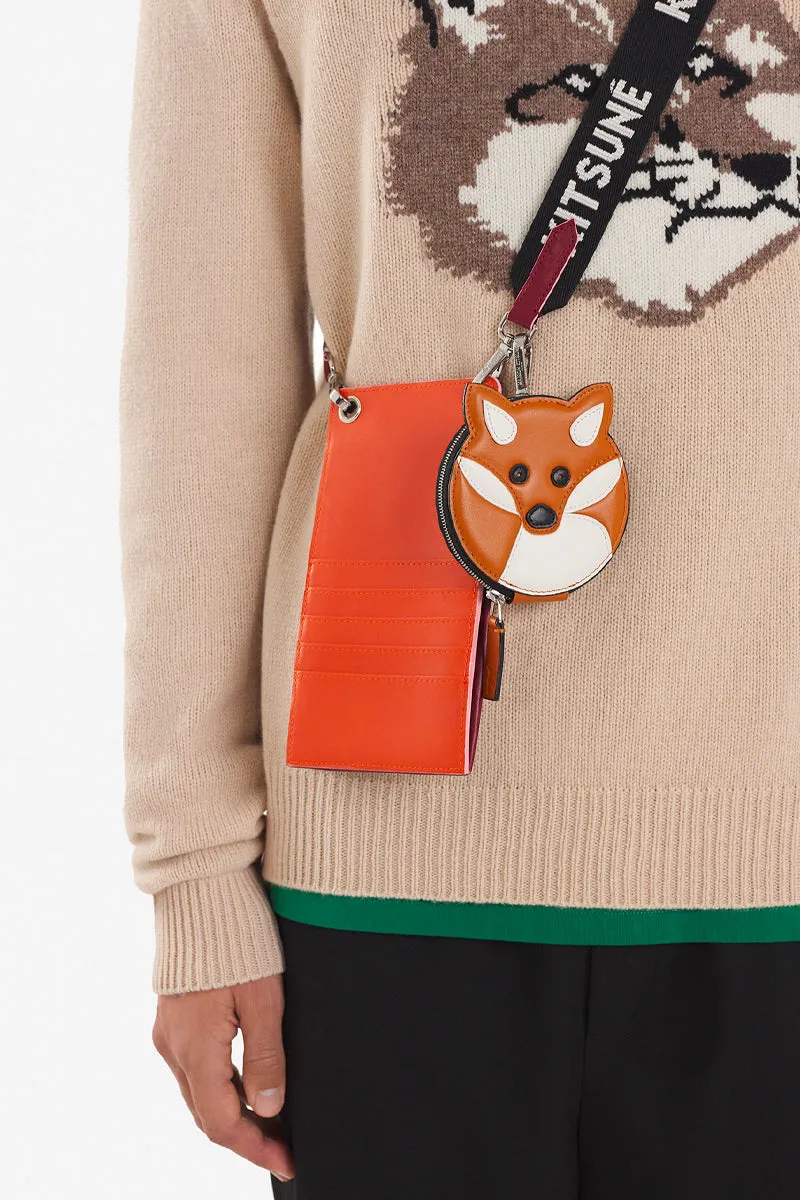 MAISON KITSUNE FOX HEAD COIN PURSE WITH HOOK FOX