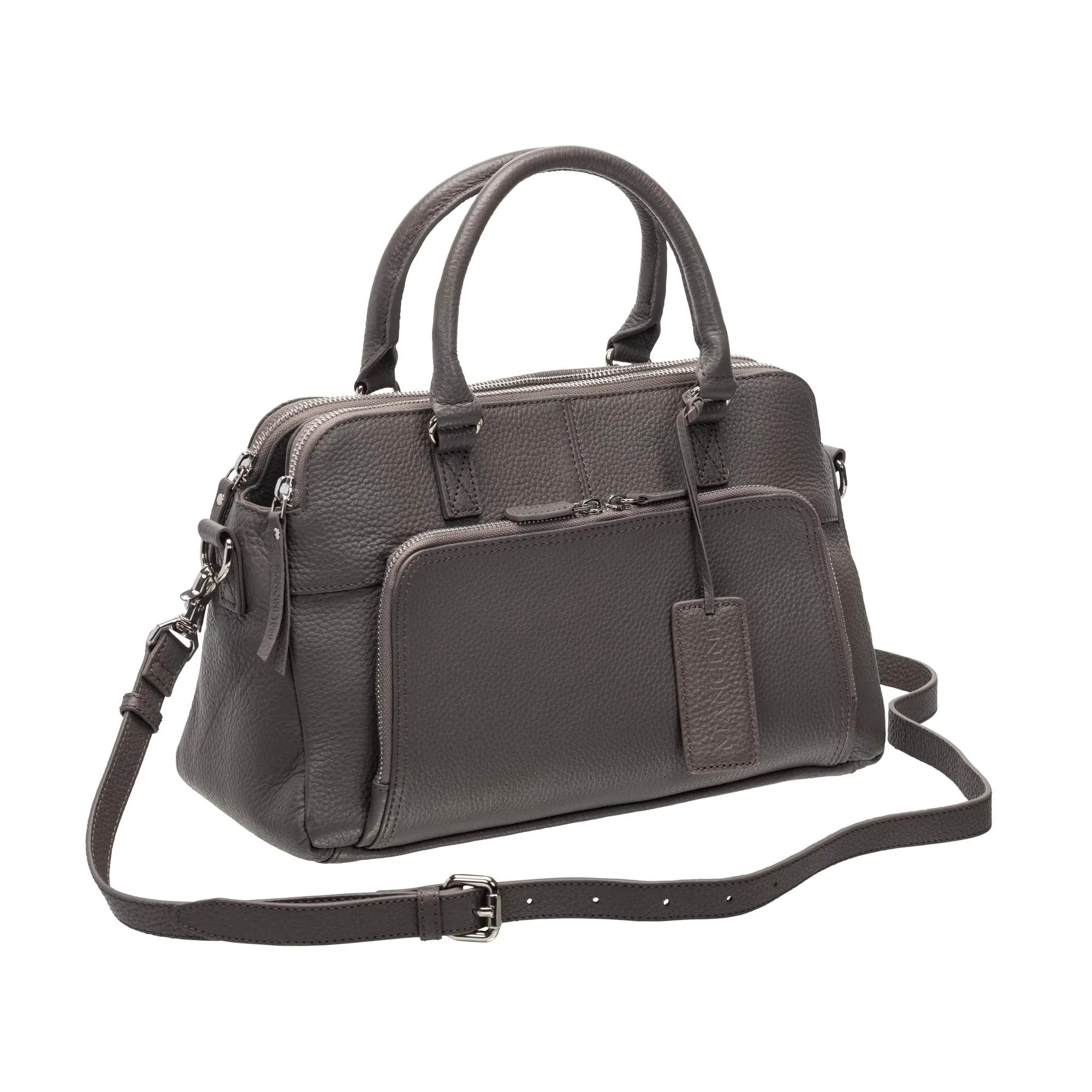 Mancini Pebbled Jennifer Leather Satchel Bag