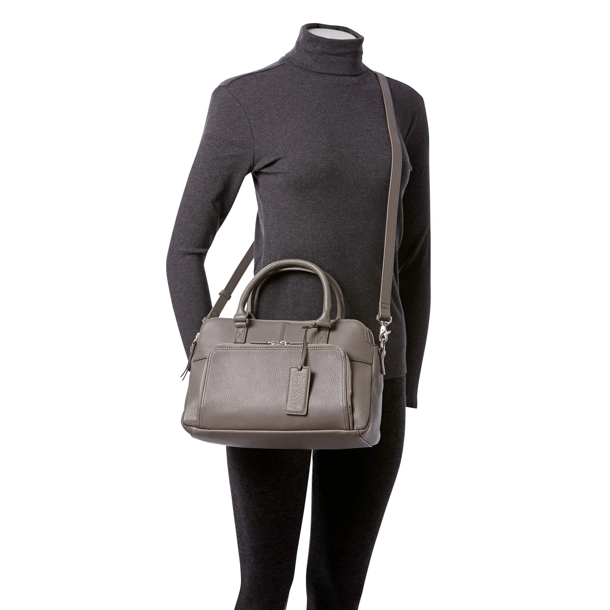 Mancini Pebbled Jennifer Leather Satchel Bag