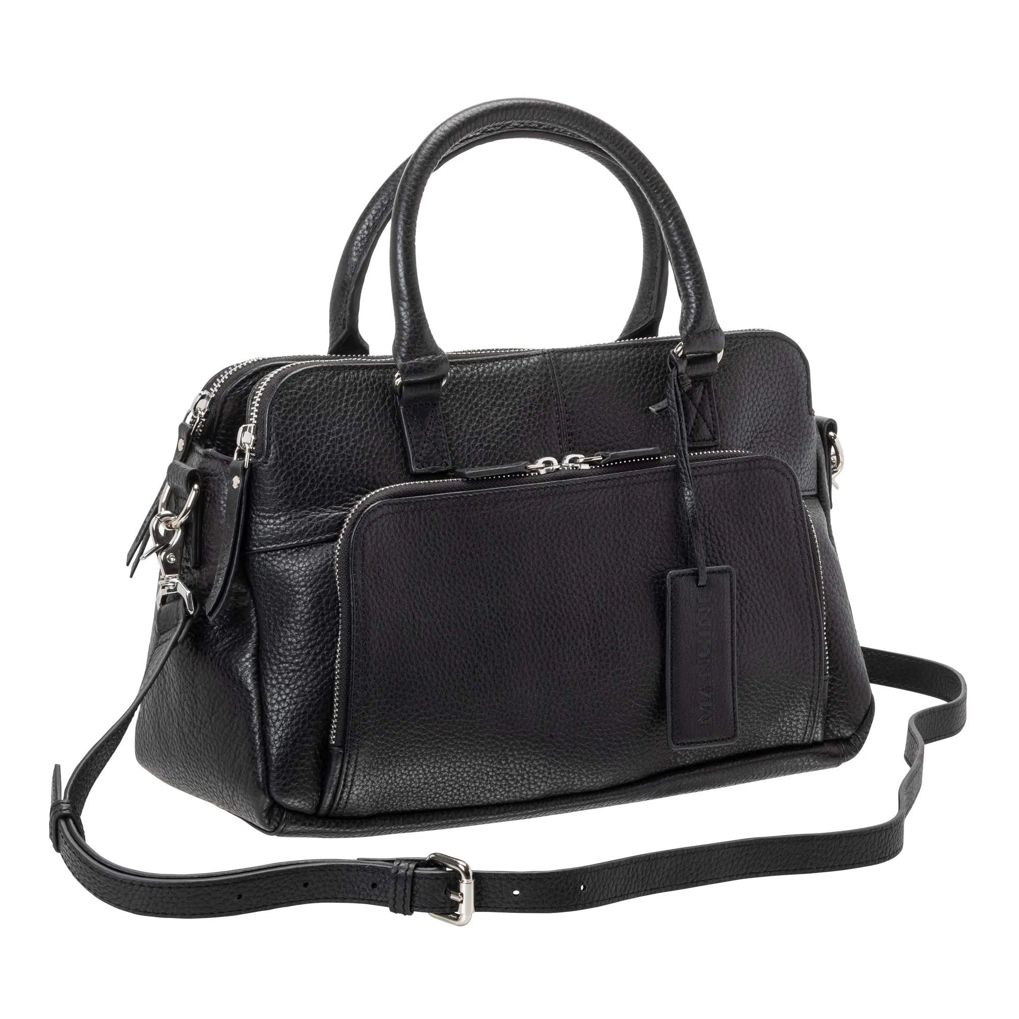 Mancini Pebbled Jennifer Leather Satchel Bag